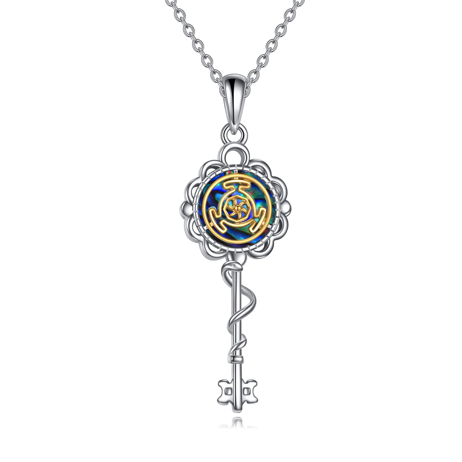 YFN Hecate Necklace for Women 925 Sterling Silver Wheel of Hecate Pendant Neckalce Wiccan Pagan Goddess Symbol Necklace Pagan Jewelry Gifts for Women