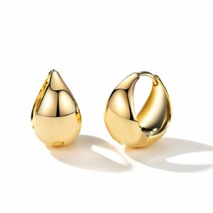 Huge Tomato Chunky Gold Hoop Earrings 18K Gold Plated Chunky Huggie Earrings for Women Gold Glossy 0.63in*0.39in