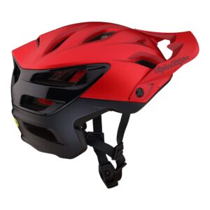 Troy Lee Designs A3 Uno Adult Bicycle Helmet MIPS EPP EPS Premium Lightweight 16 Vents 3-Way Adjustable Detachable Visor All Mountain Enduro, Gravel, Trail, BMX, Off-Road MTB (Red, MD/LG)