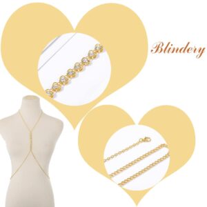 Blindery Sexy Body Chains Layered Rhinestone Body Jewelry Colorful Crystal Belly Chain Luxurious Necklace Party for Women and Girls (Love-G)