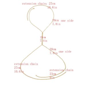 Blindery Sexy Body Chains Layered Rhinestone Body Jewelry Colorful Crystal Belly Chain Luxurious Necklace Party for Women and Girls (Love-G)