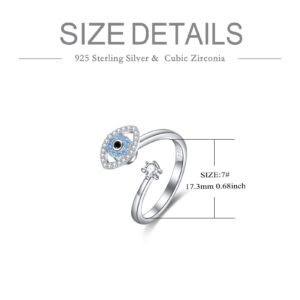 VONALA Evil Eye Rings 925 Sterling Silver Evil Eye Fidget Rings for Anxiety Evil Eye Spinner Rings for Women Anti Stress Mood Worry Rings Mother‘s Day Gifts