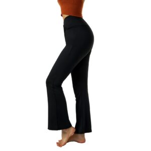 Women's Wide Leg Bootcut Yoga Pants Cross High Waisted Workout Lounge Palazzo Flare Leggings (Black, M)