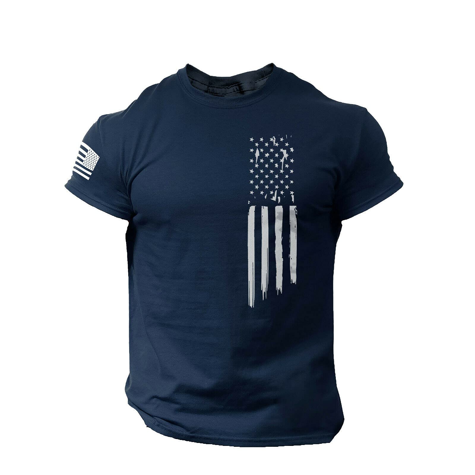 Mens American Flag T-Shirt Summer Casual Short Sleeve Graphic Tee Shirts Print Tops Cool Muscle Workout Patriotic Tee