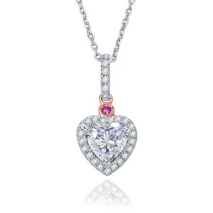 DAYBYDAY Moissanite Necklace for Women 925 Sterling Silver 1ct Created Diamond Moissanite Heart Necklace