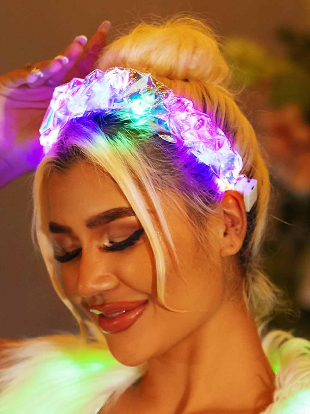 CAKURE Light Up Headband Flash Glowing Hair Band Headbands Laser Hair Hoop for Nightclub Party Costume Headwear Decoration Hair Accessories for Women and Girls