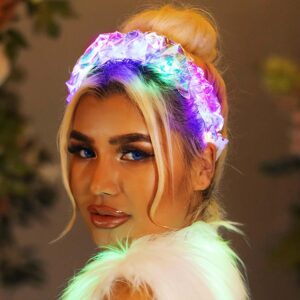 BARTOSI Light Up Headbands LED Glowing Headband Flash Hair Band Laser Hair Hoop for Nightclub Party Festival Costume Headwear Rave Hair Accessories for Women and Girls