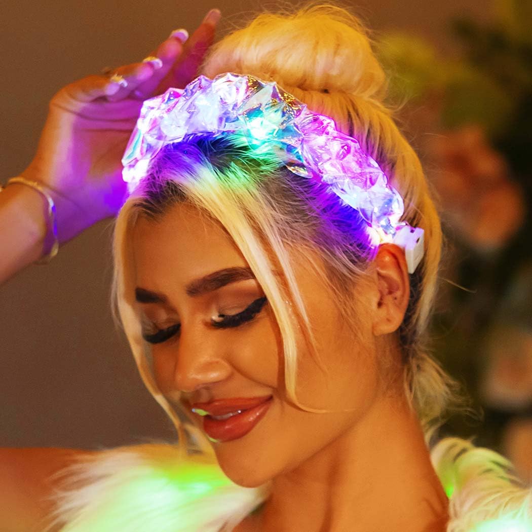 BARTOSI Light Up Headbands LED Glowing Headband Flash Hair Band Laser Hair Hoop for Nightclub Party Festival Costume Headwear Rave Hair Accessories for Women and Girls