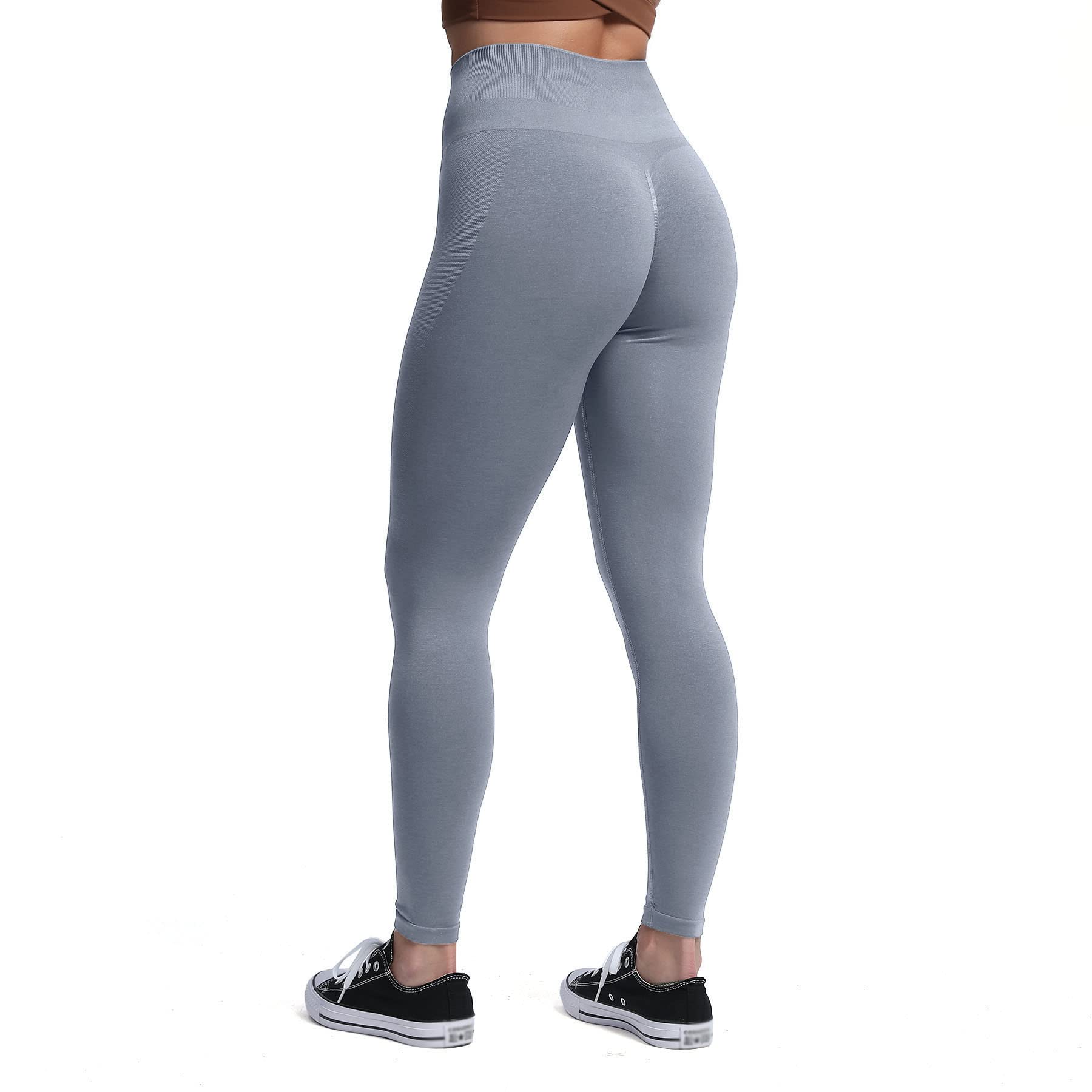 Aoxjox Seamless Scrunch Legging for Women Asset Tummy Control Workout Gym Fitness Sport Active Yoga Pants (Grey, Medium)