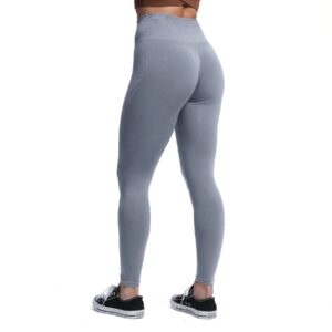 Aoxjox Seamless Scrunch Legging for Women Asset Tummy Control Workout Gym Fitness Sport Active Yoga Pants (Grey, Large)