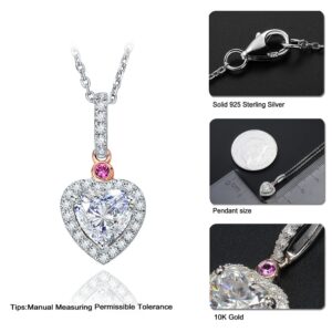 DAYBYDAY Moissanite Necklace for Women 925 Sterling Silver 1ct Created Diamond Moissanite Heart Necklace