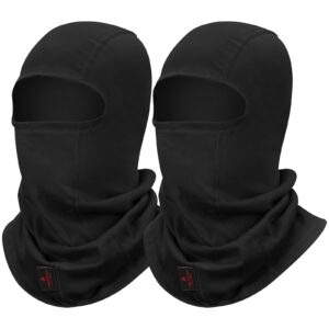 LANLFY 2PACK FR Balaclava Welding Hood 100% Cotton Full Face Cover HRC2 Neck Mask Protector (Black-2pack)