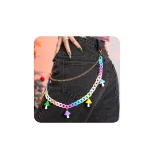 zehope layered pant chains colorful mushroom jean chain hip hop wallet chains for women