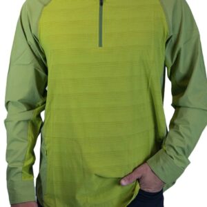 Club Ride Apparel Men's Helios Sun Biking Shirt - Long Sleeve Cycling Jersey - Dark Citron - Large