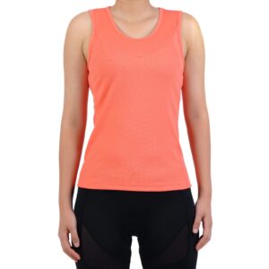 racerback cycling jersey women indoor-outdoor bike sleeveless recreation spin tank tops with pockets（orange,s）