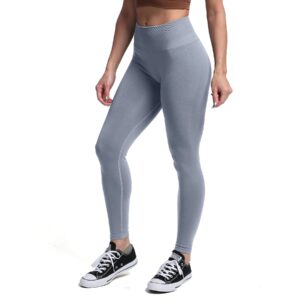 Aoxjox Seamless Scrunch Legging for Women Asset Tummy Control Workout Gym Fitness Sport Active Yoga Pants (Grey, Medium)