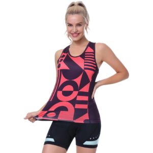 Racerback Cycling Tank Tops Women Indoor-Outdoor Bike Sleeveless Recreation Spin Tank Shirts with Pocket(Violet,XXL)