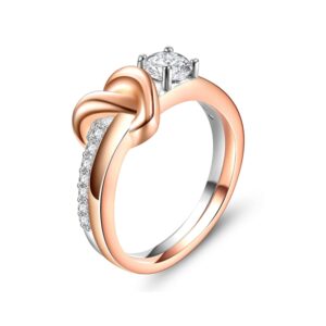 ever faith bridal love heart promise ring for bride, round cubic zirconia two-tone intertwining engagement ring valentine gift for woman size 9