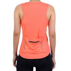 Racerback Cycling Jersey Women Indoor-Outdoor Bike Sleeveless Recreation Spin Tank Tops with Pockets（Orange,S）