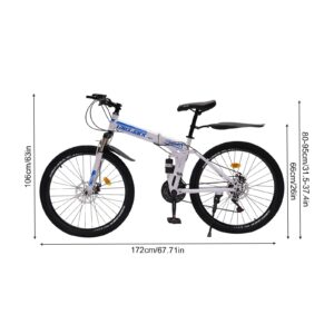 DNYSYSJ Mountain Bike，26 Inch Folding Bicycle Precision Shifting Pedals Bike 21 Speed Gear for Daily Use，Touring in The Mountains and Outdoor Riding (Blue)