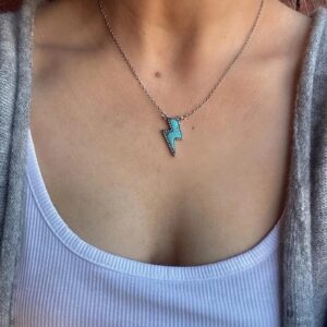 EVKILKJS Lightning Bolt Necklace for Women Turquoise Neckalce Western Necklace Turquoise Lightning Necklace Turquoise Jewelry Western Jewelry for Women