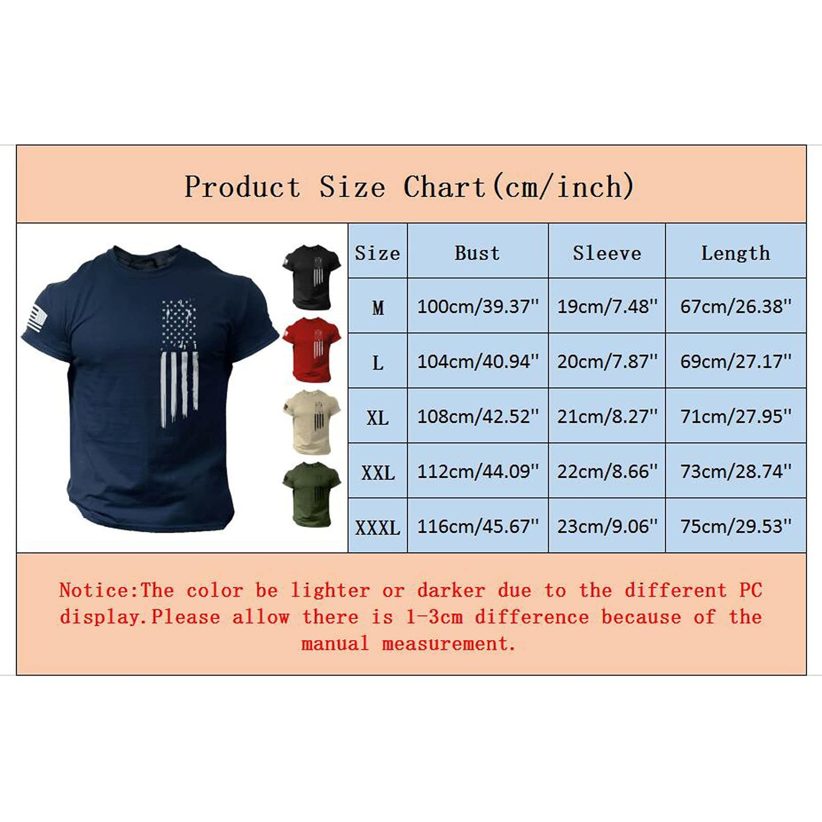 Mens American Flag T-Shirt Summer Casual Short Sleeve Graphic Tee Shirts Print Tops Cool Muscle Workout Patriotic Tee