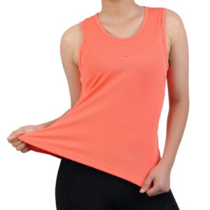 Racerback Cycling Jersey Women Indoor-Outdoor Bike Sleeveless Recreation Spin Tank Tops with Pockets（Orange,S）