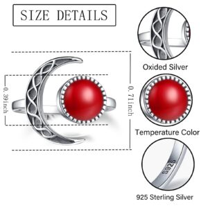 ZLILIJAN Mood Ring for Women 925 Sterling Silver Temperature Color Chang Rings Emotion Feeling Moon Adjustable Ring Celtic Knot Jewelry gift (Adjustable 8-10)