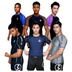 KOMBAT USA Mens Rash Guard Short Sleeve – BJJ Rash Guard for Men | Jiu Jitsu Rash Guard Men | Rash Guard for Boys (as1, Alpha, m, Regular, Regular, Black)