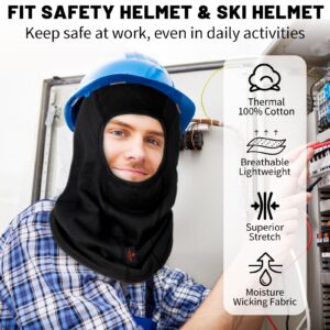 LANLFY 2PACK FR Balaclava Welding Hood 100% Cotton Full Face Cover HRC2 Neck Mask Protector (Black-2pack)