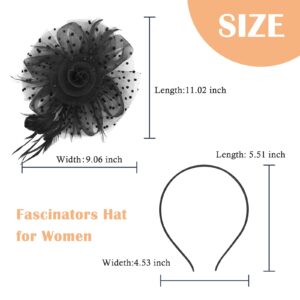 American Trends Fascinators Hat for Women Tea Party Hat Fashion Flower Feathers Headbands Derby Wedding Hat Hair Clip for Girls Women Black