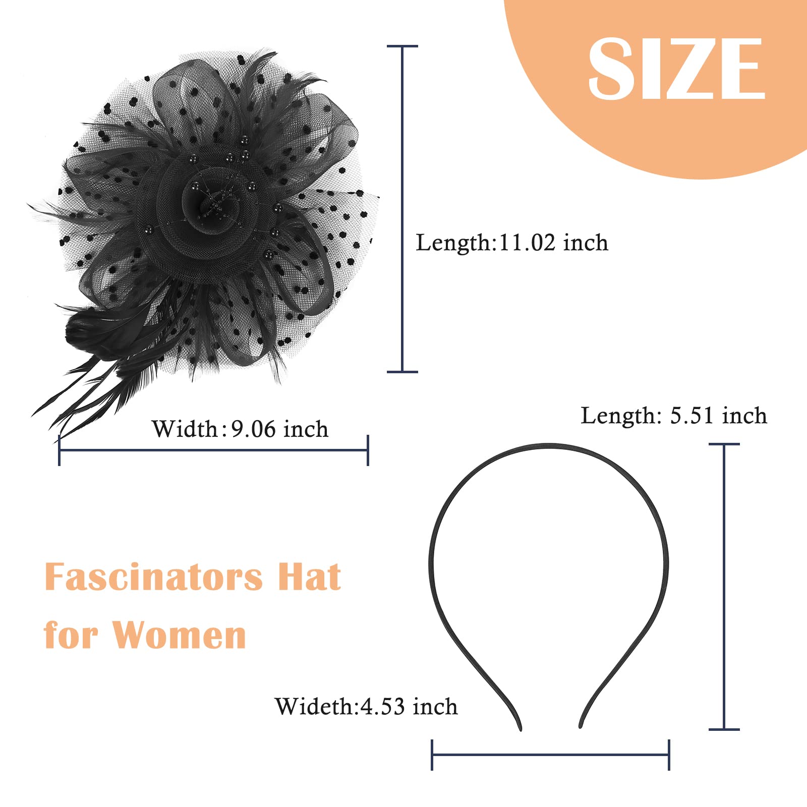 American Trends Fascinators Hat for Women Tea Party Hat Fashion Flower Feathers Headbands Derby Wedding Hat Hair Clip for Girls Women Black