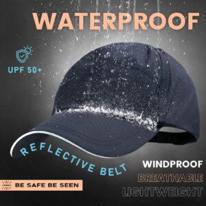 Mens Waterproof Baseball Cap Womens Rain Hat Foldable Outdoor Running Sun Fishing hat Navy Blue