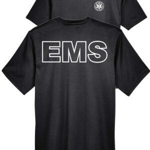 Fair Game Emergency Medical Services EMS Men's Dry-Fit Moisture Wicking Performance Short Sleeve Shirt-Black-XL