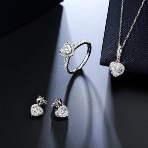 DAYBYDAY Moissanite Necklace for Women 925 Sterling Silver 1ct Created Diamond Moissanite Heart Necklace