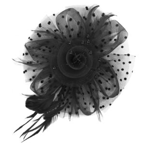 American Trends Fascinators Hat for Women Tea Party Hat Fashion Flower Feathers Headbands Derby Wedding Hat Hair Clip for Girls Women Black