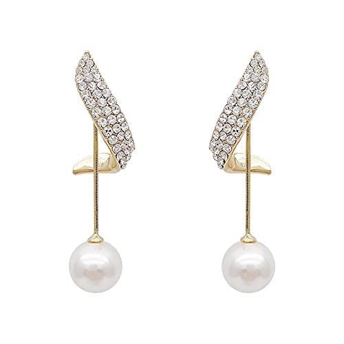 XUDEJUN Pearl Earrings Female S925 Silver Dangle Earrings with Drop Pearl Female Earrings Jewelry Gold E133