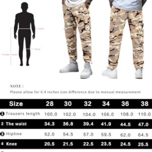 GINGTTO Men's Convertible Outdoor Hiking Pants Slim Fit Tactical Pants for Men Stretch Joggers Golf Travel Pants Camo Khaki 38