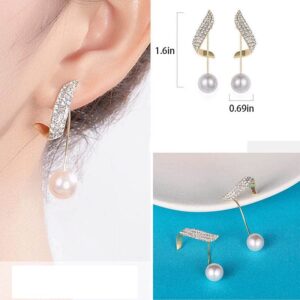 XUDEJUN Pearl Earrings Female S925 Silver Dangle Earrings with Drop Pearl Female Earrings Jewelry Gold E133