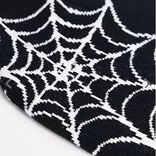 Dicusph Y2K Gothic Spider Pattern Wool Acrylic Knitted Hat Women Beanie Winter Warm Beanies Men Casual Skullies Outdoor (White)