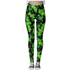 saint patrick day workout leggings women shamrock printed yoga leggings tummy control high waist fitness pants