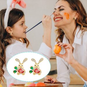 MUYAN Cute Small Easter Rabbit Stud Earrings Rabbit holding Carrot Easter Earrings Rhinestones Bunny Easter Earrings Gift