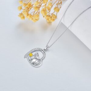 PROESS Highland Cow Necklace for Women 925 Sterling Silver Sunflower Cow Pendant Necklace Cow Jewelry Animal Lover Gifts