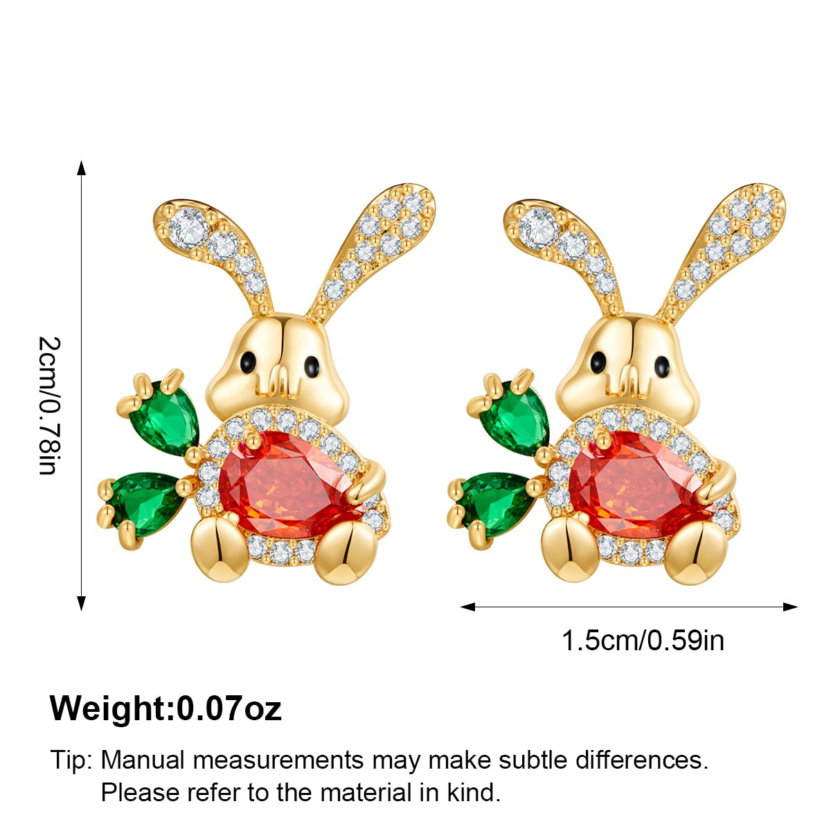 MUYAN Cute Small Easter Rabbit Stud Earrings Rabbit holding Carrot Easter Earrings Rhinestones Bunny Easter Earrings Gift