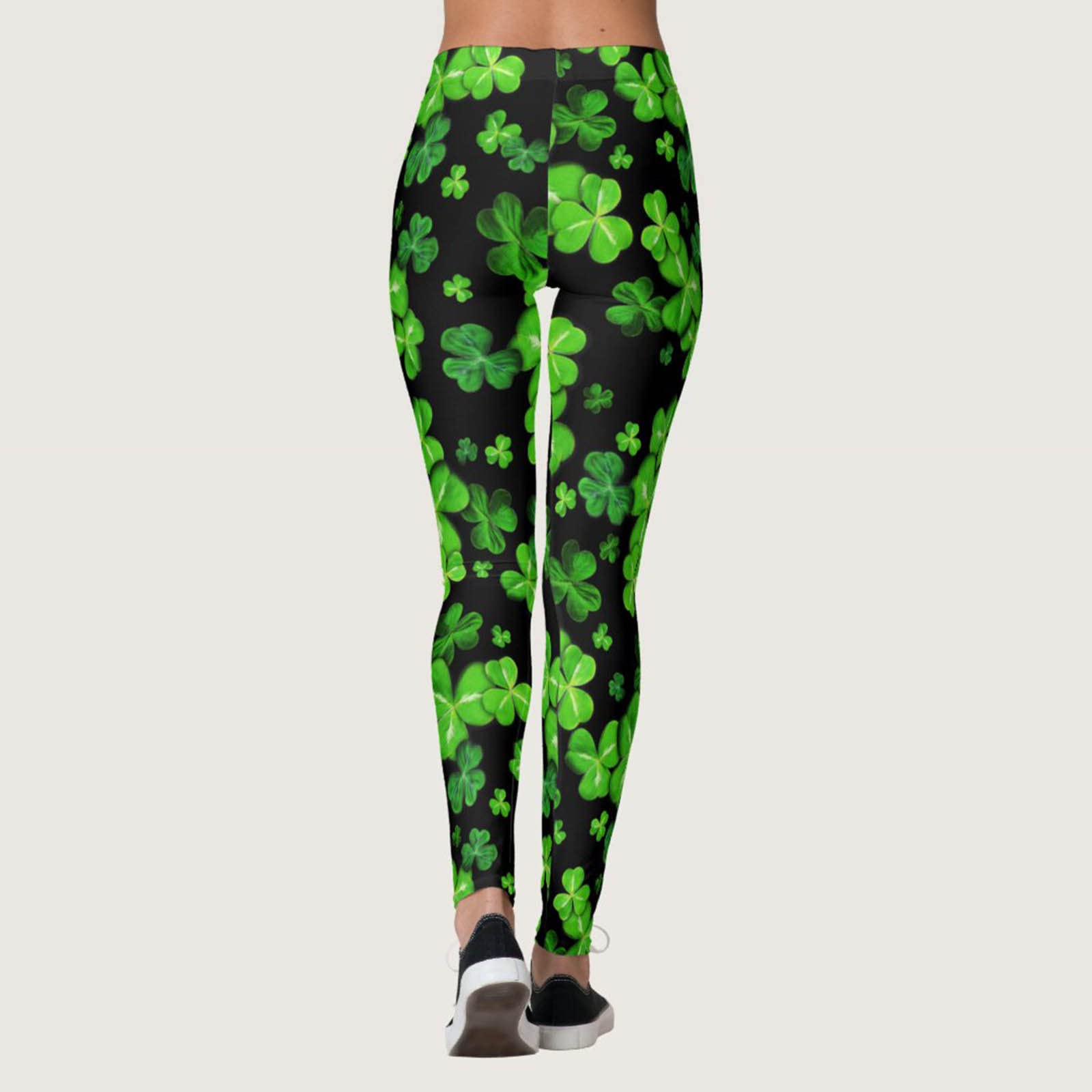 Saint Patrick Day Workout Leggings Women Shamrock Printed Yoga Leggings Tummy Control High Waist Fitness Pants