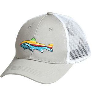 EDTREK Breathable Fishing Trucker Hats for Men and Women - Unique Fish Embroidery for Anglers (Cool Grey)