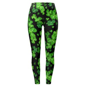 Saint Patrick Day Workout Leggings Women Shamrock Printed Yoga Leggings Tummy Control High Waist Fitness Pants