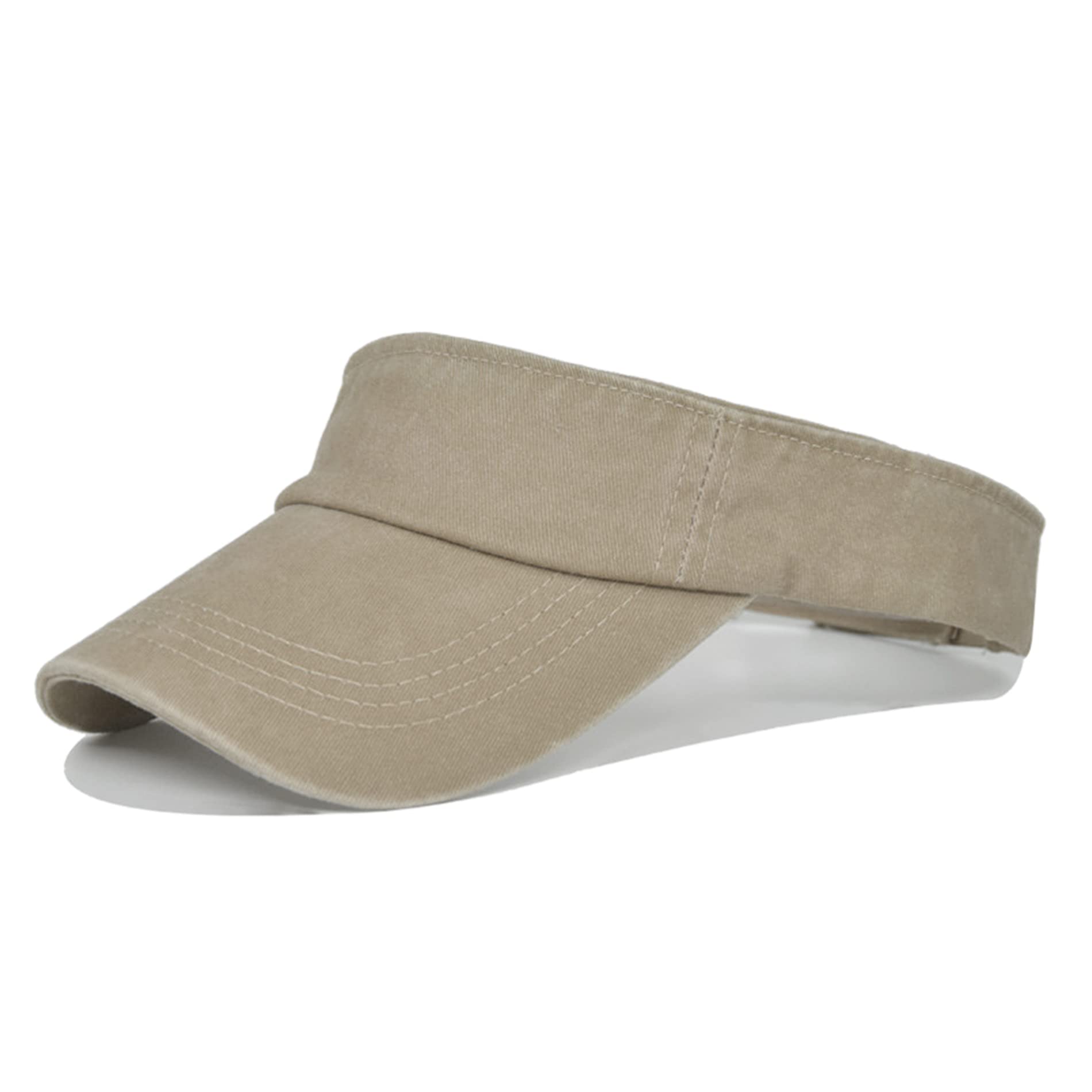 Sun Visor Hats Adjustable Cotton Sun Protection Cap Hats Tennis Golf Visor Hat Khaki