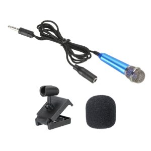 PATIKIL Mini Microphone Portable Vocal Microphone Blue for Voice Recording and Singing with Mic Stand and Cover Pack of 1