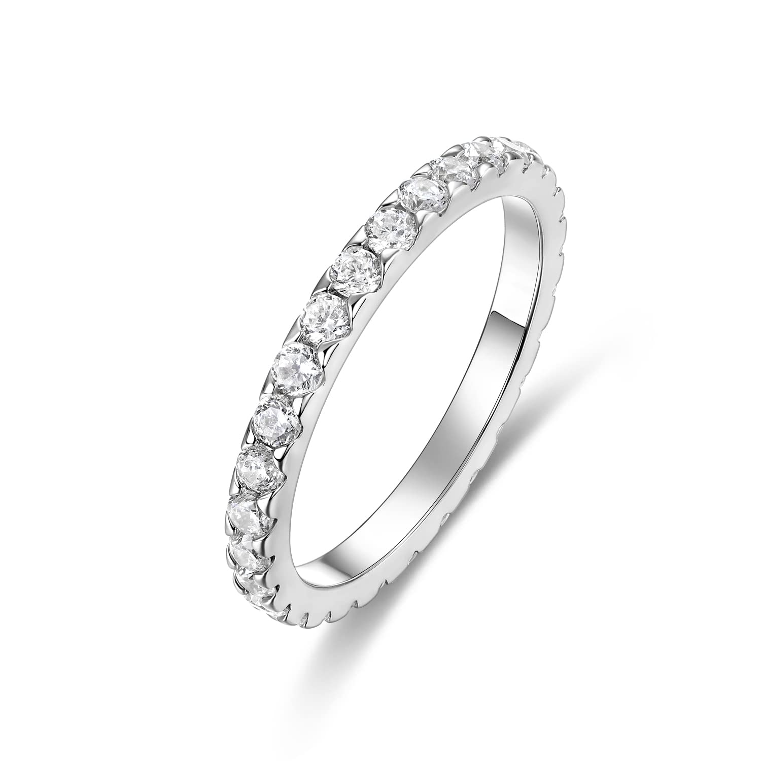 Devin Rose Cubic Zirconia Eternity Wedding Band for Women Rhodium Plated Brass Stackable Ring Size 6